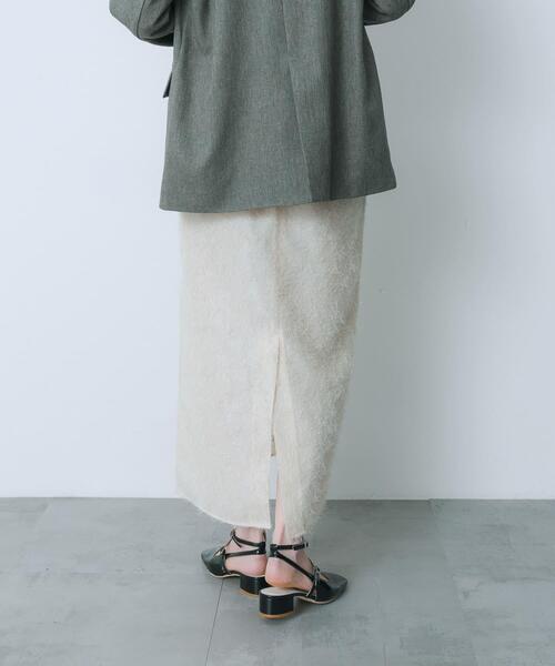 HEYUMM（ヘユム）の「ジャガードフリンジスカート（スカート・レディース・アイボリー/ブラック/ラベンダー・MEDIUM/SMALL）」の4枚目の写真