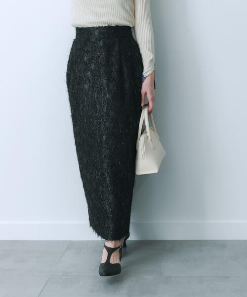 HEYUMM（ヘユム）の「ジャガードフリンジスカート（スカート・レディース・アイボリー/ブラック/ラベンダー・MEDIUM/SMALL）」の12枚目の写真