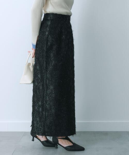 HEYUMM（ヘユム）の「ジャガードフリンジスカート（スカート・レディース・アイボリー/ブラック/ラベンダー・MEDIUM/SMALL）」の15枚目の写真