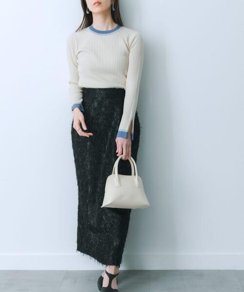 HEYUMM（ヘユム）の「ジャガードフリンジスカート（スカート・レディース・アイボリー/ブラック/ラベンダー・MEDIUM/SMALL）」の17枚目の写真