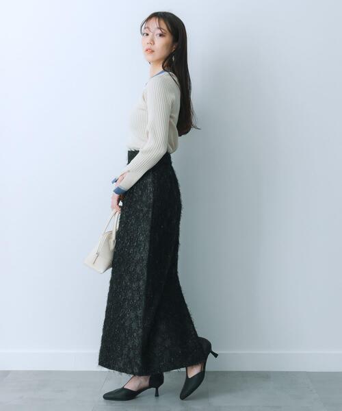 HEYUMM（ヘユム）の「ジャガードフリンジスカート（スカート・レディース・アイボリー/ブラック/ラベンダー・MEDIUM/SMALL）」の19枚目の写真