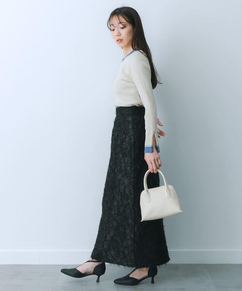 HEYUMM（ヘユム）の「ジャガードフリンジスカート（スカート・レディース・アイボリー/ブラック/ラベンダー・MEDIUM/SMALL）」の20枚目の写真