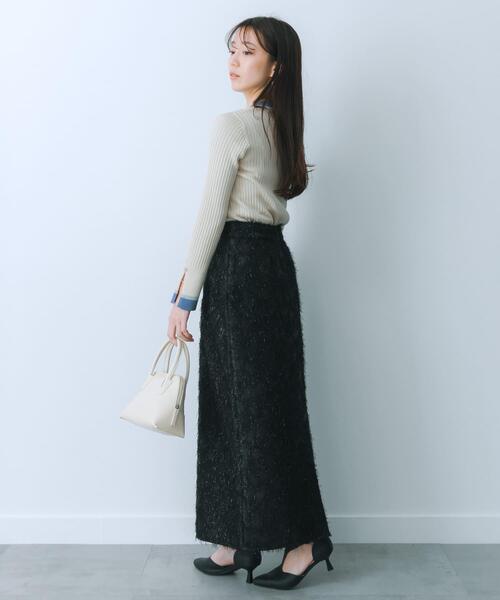 HEYUMM（ヘユム）の「ジャガードフリンジスカート（スカート・レディース・アイボリー/ブラック/ラベンダー・MEDIUM/SMALL）」の21枚目の写真