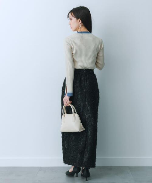 HEYUMM（ヘユム）の「ジャガードフリンジスカート（スカート・レディース・アイボリー/ブラック/ラベンダー・MEDIUM/SMALL）」の22枚目の写真