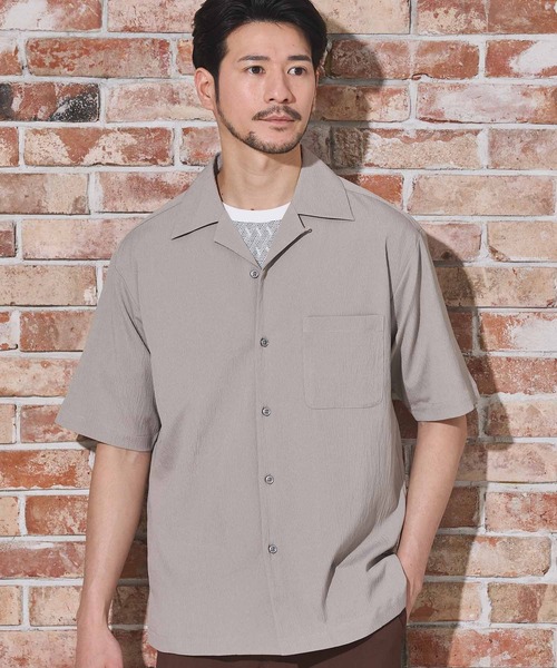 UNION STATION（ユニオンステーション）の「楊柳カチオン半袖開襟シャツ（シャツ/ブラウス・メンズ・ブラウン/グリーン/ベージュ/ブラック・M/L/LL）」の3枚目の写真