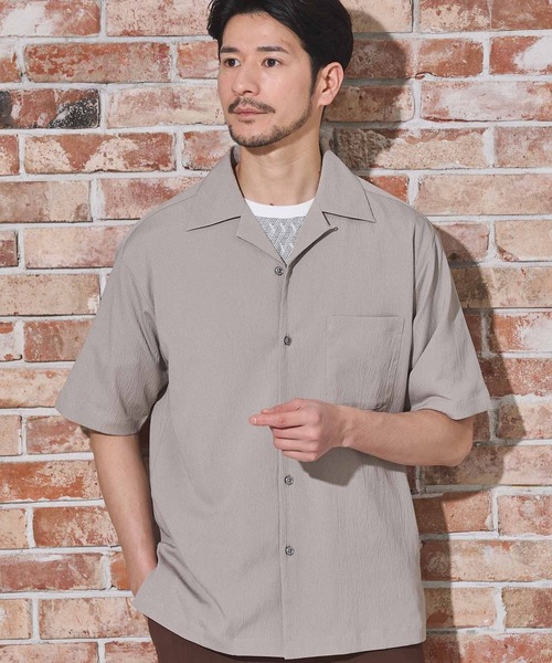 UNION STATION（ユニオンステーション）の「楊柳カチオン半袖開襟シャツ（シャツ/ブラウス・メンズ・ブラウン/グリーン/ベージュ/ブラック・M/L/LL）」の14枚目の写真