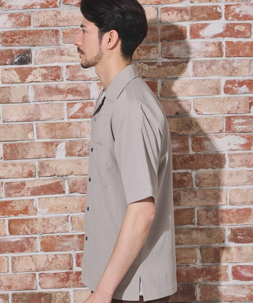 UNION STATION（ユニオンステーション）の「楊柳カチオン半袖開襟シャツ（シャツ/ブラウス・メンズ・ブラウン/グリーン/ベージュ/ブラック・M/L/LL）」の15枚目の写真