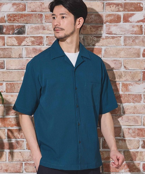 UNION STATION（ユニオンステーション）の「楊柳カチオン半袖開襟シャツ（シャツ/ブラウス・メンズ・ブラウン/グリーン/ベージュ/ブラック・M/L/LL）」の11枚目の写真