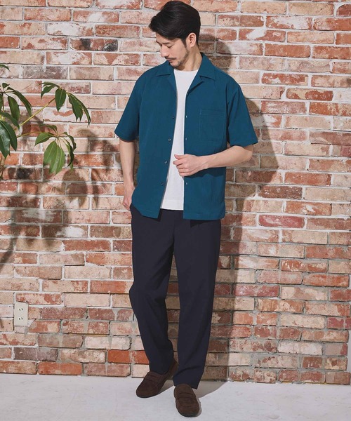 UNION STATION（ユニオンステーション）の「楊柳カチオン半袖開襟シャツ（シャツ/ブラウス・メンズ・ブラウン/グリーン/ベージュ/ブラック・M/L/LL）」の5枚目の写真