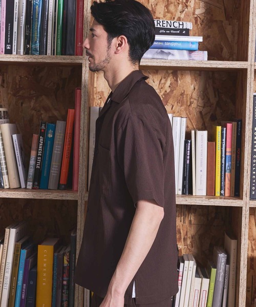 UNION STATION（ユニオンステーション）の「楊柳カチオン半袖開襟シャツ（シャツ/ブラウス・メンズ・ブラウン/グリーン/ベージュ/ブラック・M/L/LL）」の19枚目の写真