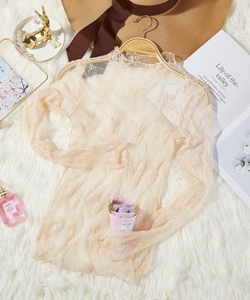 SETUP7（セットアップセブン）の「【SETUP7】キャンディースリーブレースインナー KNF059（Tシャツ/カットソー・レディース・ブラック/ホワイト/ベージュ・FREE）」の3枚目の写真