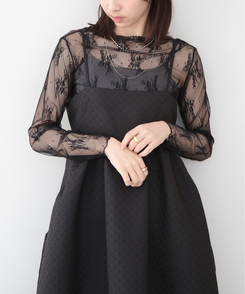 SETUP7（セットアップセブン）の「【SETUP7】キャンディースリーブレースインナー KNF059（Tシャツ/カットソー・レディース・ブラック/ホワイト/ベージュ・FREE）」の4枚目の写真