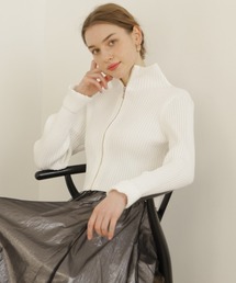 AND COUTURE（アンドクチュール）の「リブジッパーカーディガン（カーディガン/ボレロ）」
