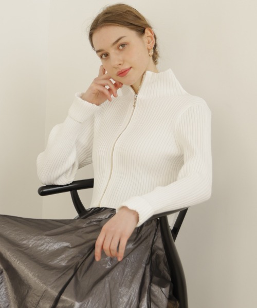 【セール】リブジッパーカーディガン（カーディガン/ボレロ）｜And Couture（アンドクチュール）