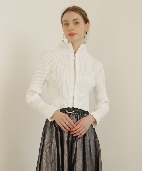 【セール】リブジッパーカーディガン（カーディガン/ボレロ）｜And Couture（アンドクチュール）