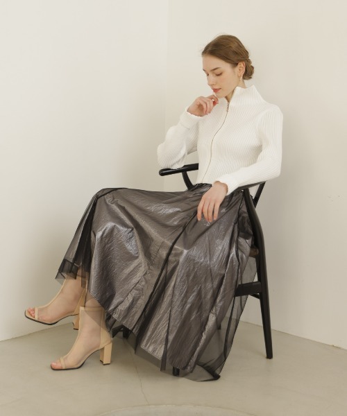 【セール】リブジッパーカーディガン（カーディガン/ボレロ）｜And Couture（アンドクチュール）