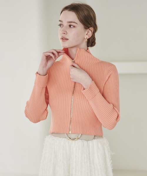 【セール】リブジッパーカーディガン（カーディガン/ボレロ）｜And Couture（アンドクチュール）
