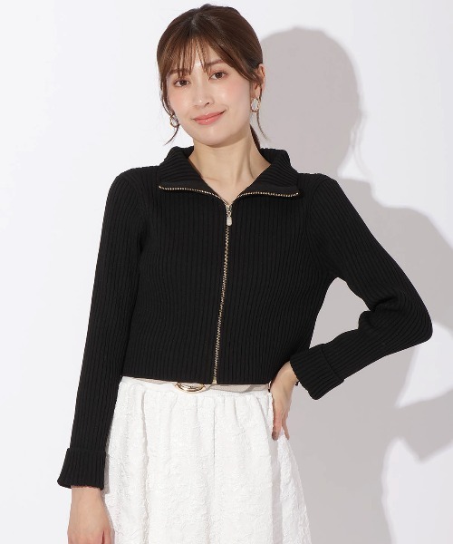 【セール】リブジッパーカーディガン（カーディガン/ボレロ）｜And Couture（アンドクチュール）