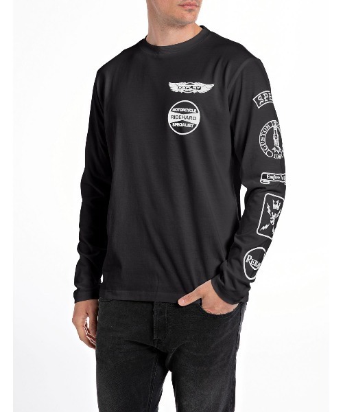 【セール】オープンエンドジャージーモーターサイクルロングTシャツ（Tシャツ/カットソー）｜REPLAY（リプレイ）