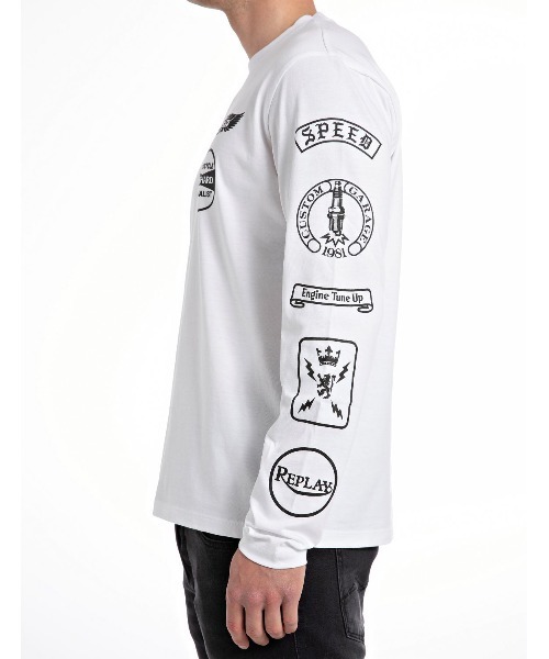 【セール】オープンエンドジャージーモーターサイクルロングTシャツ（Tシャツ/カットソー）｜REPLAY（リプレイ）