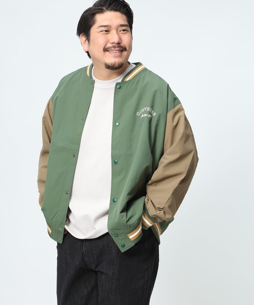 CONVERSE（コンバース）の「CONVERSE コンバース スタジャン  ナイロン バックプリント　ロゴ ジャンパー スタジアムブルゾン 大きいサイズ メンズ（スタジャン・メンズ・ネイビー/ブラック/カーキ・3L/4L/5L）」の19枚目の写真