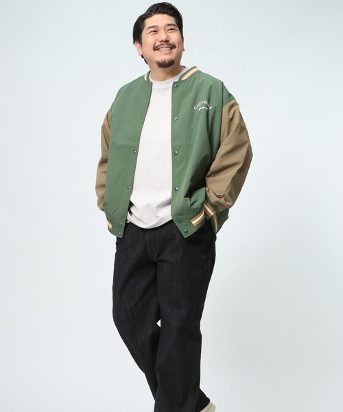 CONVERSE（コンバース）の「CONVERSE コンバース スタジャン  ナイロン バックプリント　ロゴ ジャンパー スタジアムブルゾン 大きいサイズ メンズ（スタジャン・メンズ・ネイビー/ブラック/カーキ・3L/4L/5L）」の22枚目の写真