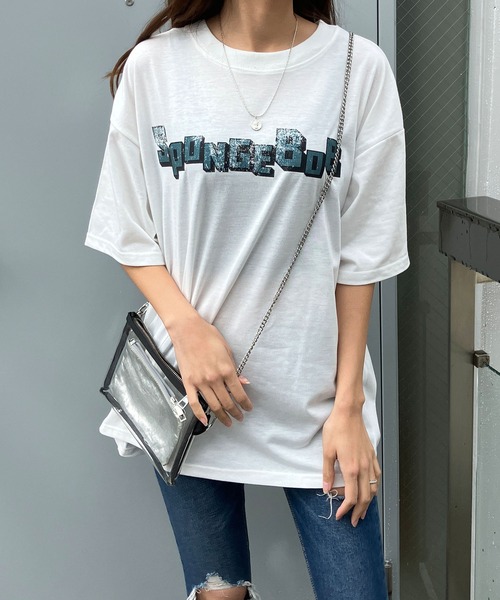 GLAMOROUS JANE(グラマラスジェーン)の「スポンジボブプリントオーバーサイズTシャツ(Tシャツ/カットソー・レディース・オフホワイト/チャコールグレー/ブラック・FREE)」の6枚目の写真