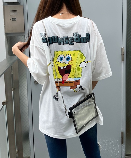 GLAMOROUS JANE(グラマラスジェーン)の「スポンジボブプリントオーバーサイズTシャツ(Tシャツ/カットソー・レディース・オフホワイト/チャコールグレー/ブラック・FREE)」の9枚目の写真