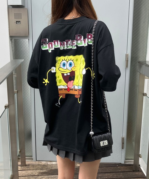 GLAMOROUS JANE(グラマラスジェーン)の「スポンジボブプリントオーバーサイズTシャツ(Tシャツ/カットソー・レディース・オフホワイト/チャコールグレー/ブラック・FREE)」の14枚目の写真