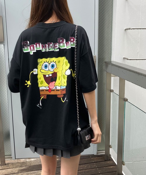 GLAMOROUS JANE(グラマラスジェーン)の「スポンジボブプリントオーバーサイズTシャツ(Tシャツ/カットソー・レディース・オフホワイト/チャコールグレー/ブラック・FREE)」の15枚目の写真
