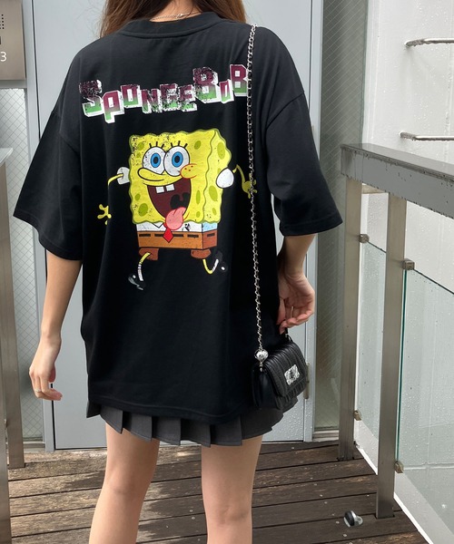 GLAMOROUS JANE(グラマラスジェーン)の「スポンジボブプリントオーバーサイズTシャツ(Tシャツ/カットソー・レディース・オフホワイト/チャコールグレー/ブラック・FREE)」の16枚目の写真