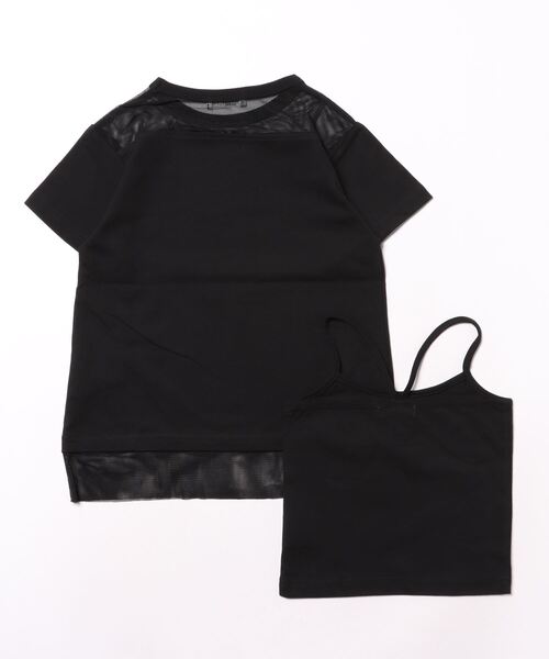 X-girl Stages（エックスガールステージス）の「メッシュ切替カラフルロゴワンピース（Tシャツ/カットソー・キッズ・ブラック/ピンク/ラベンダー・140cm/130cm/90cm/120cm/110cm/100cm）」の4枚目の写真