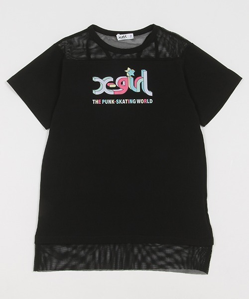 X-girl Stages（エックスガールステージス）の「メッシュ切替カラフルロゴワンピース（Tシャツ/カットソー・キッズ・ブラック/ピンク/ラベンダー・140cm/130cm/90cm/120cm/110cm/100cm）」の6枚目の写真