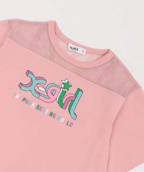 X-girl Stages（エックスガールステージス）の「メッシュ切替カラフルロゴワンピース（Tシャツ/カットソー・キッズ・ブラック/ピンク/ラベンダー・140cm/130cm/90cm/120cm/110cm/100cm）」の9枚目の写真
