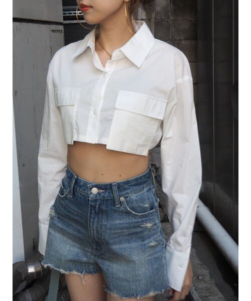 EVRIS（エヴリス）の「ポケットショートシャツ（シャツ/ブラウス・レディース・その他1/ホワイト/ブルー・FREE）」の12枚目の写真