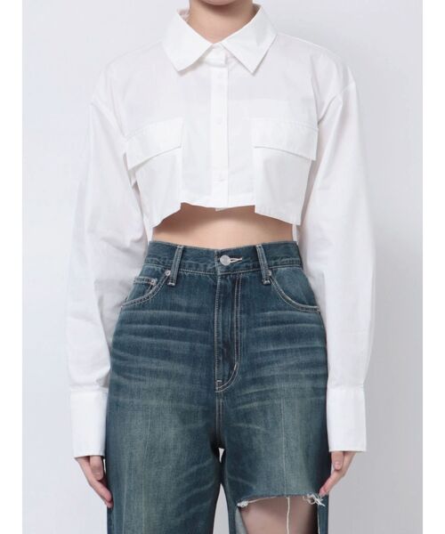 EVRIS（エヴリス）の「ポケットショートシャツ（シャツ/ブラウス・レディース・その他1/ホワイト/ブルー・FREE）」の14枚目の写真