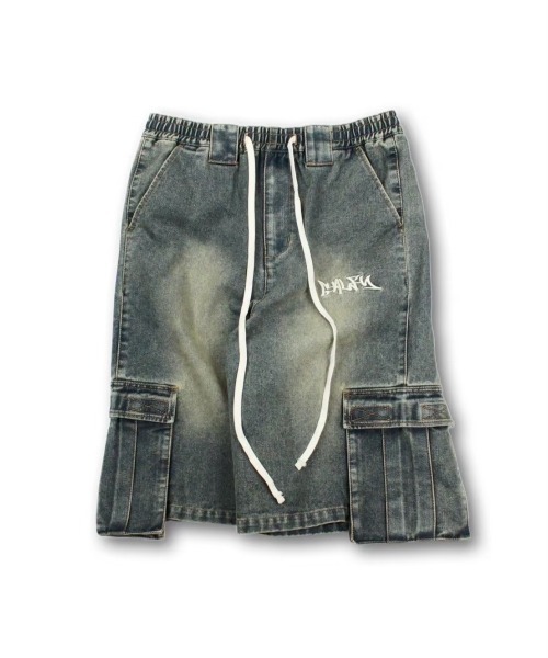 GALFY（ガルフィー）の「ストリートファッション GALFY ガルフィー ダーティーカーゴショーツ カーゴパンツ ハーフパンツ デニムハーフパンツ デニムパンツ ワイドデニム 半パン 半ズボン オーバーサイズ ストリートブランド（デニムパンツ・メンズ・ブルー/ブラック/ブラウン・L）」の19枚目の写真