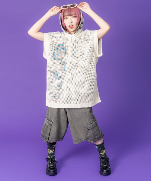 GALFY（ガルフィー）の「ストリートファッション GALFY ガルフィー ダーティーカーゴショーツ カーゴパンツ ハーフパンツ デニムハーフパンツ デニムパンツ ワイドデニム 半パン 半ズボン オーバーサイズ ストリートブランド（デニムパンツ・メンズ・ブルー/ブラック/ブラウン・L）」の9枚目の写真