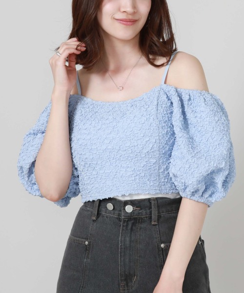 archives（アルシーヴ）の「２ｗａｙふくれＪＱオフショルＴＯＰＳ（Tシャツ/カットソー・レディース・アイボリー/ブラック/ブルー・MEDIUM）」の3枚目の写真