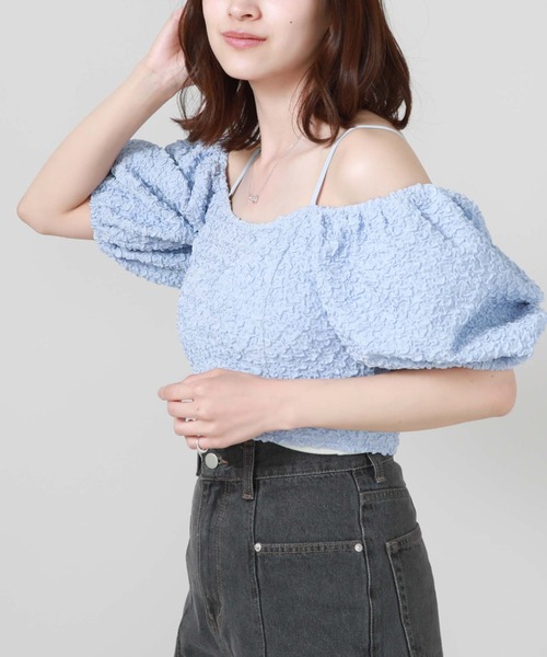 archives（アルシーヴ）の「２ｗａｙふくれＪＱオフショルＴＯＰＳ（Tシャツ/カットソー・レディース・アイボリー/ブラック/ブルー・MEDIUM）」の15枚目の写真