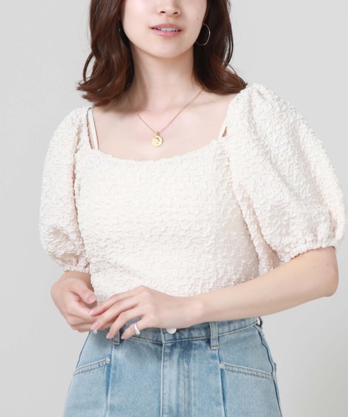 archives（アルシーヴ）の「２ｗａｙふくれＪＱオフショルＴＯＰＳ（Tシャツ/カットソー・レディース・アイボリー/ブラック/ブルー・MEDIUM）」の4枚目の写真