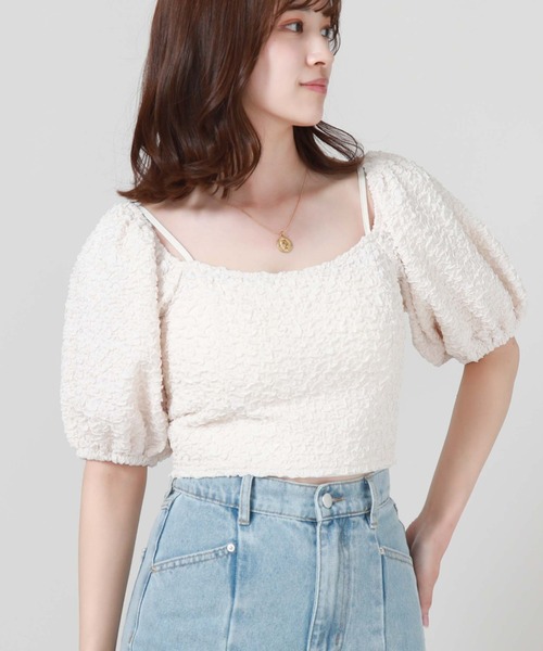 archives（アルシーヴ）の「２ｗａｙふくれＪＱオフショルＴＯＰＳ（Tシャツ/カットソー・レディース・アイボリー/ブラック/ブルー・MEDIUM）」の6枚目の写真