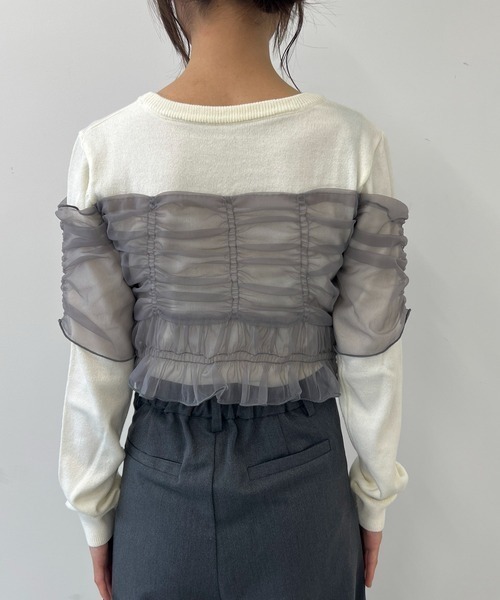 byYOUANCE（バイユアンス）の「チュールシャーリングビスチェニット（ニット/セーター・レディース・グレー・FREE）」の8枚目の写真