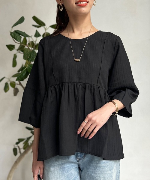 Chez toi(シェトワ)の「ふくれジャガードペプラムブラウス(シャツ/ブラウス・レディース・オフホワイト/ブラック・FREE)」の9枚目の写真
