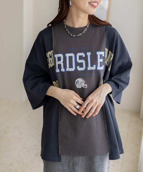 LEPSIM（レプシィム）の「リメイク風ワイドT　115178（Tシャツ/カットソー・レディース・ブラック/杢グレー/ブルー・FREE）」の4枚目の写真