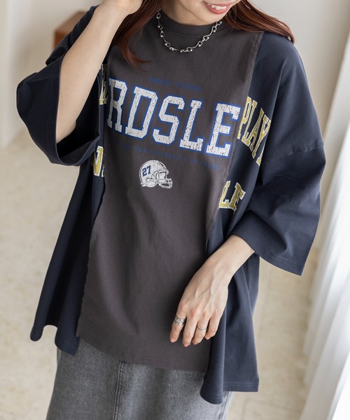 LEPSIM（レプシィム）の「リメイク風ワイドT　115178（Tシャツ/カットソー・レディース・ブラック/杢グレー/ブルー・FREE）」の5枚目の写真