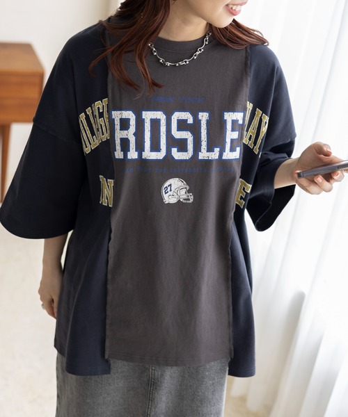 LEPSIM（レプシィム）の「リメイク風ワイドT　115178（Tシャツ/カットソー・レディース・ブラック/杢グレー/ブルー・FREE）」の6枚目の写真