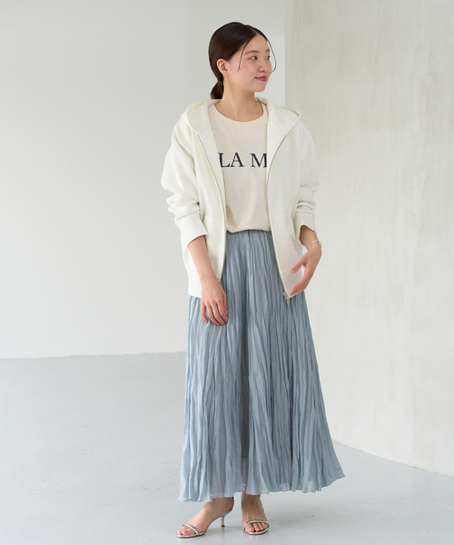 IENA（イエナ）の「ダンボールニットジップアップフーディ（パーカー・レディース・ライトグレー/ホワイト・FREE）」の4枚目の写真