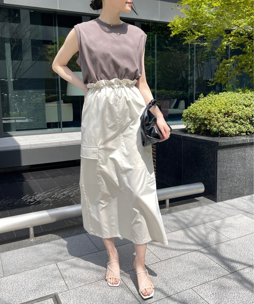 Meli rich（メリーリッチ）の「【吸水速乾・接触冷感】フレンチスリーブノースリタンク（タンクトップ・レディース・オフホワイト/ブラック/ライトグレー・FREE）」の21枚目の写真