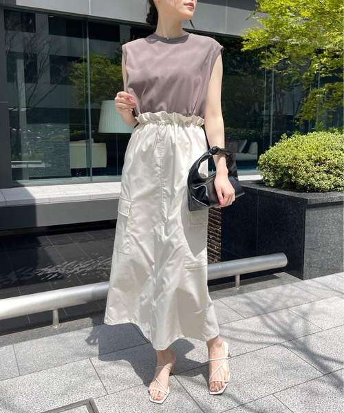 Meli rich（メリーリッチ）の「【吸水速乾・接触冷感】フレンチスリーブノースリタンク（タンクトップ・レディース・オフホワイト/ブラック/ライトグレー・FREE）」の22枚目の写真